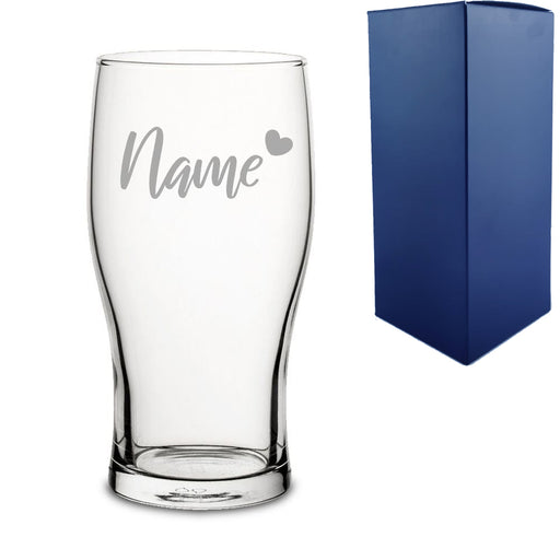 Engraved Pint Glass with Name and Heart Design - The Gift Cabin UK