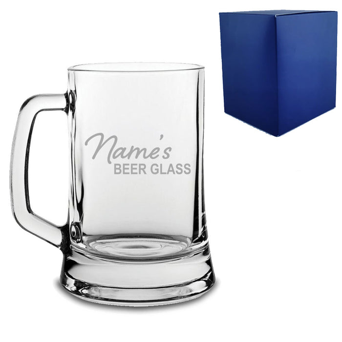 Engraved Beer Mug Tankard with Name's Beer Glass Design - The Gift Cabin UK