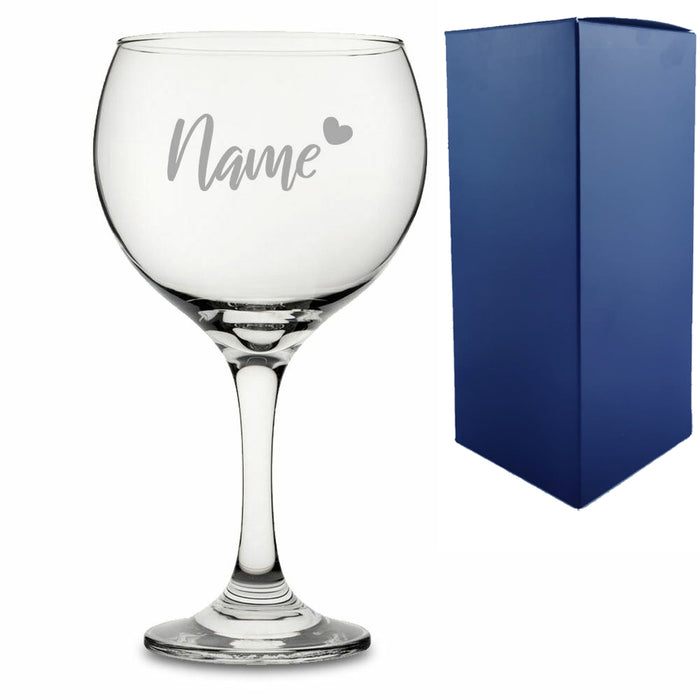 Engraved Gin Balloon Cocktail Glass with Name and Heart Design - The Gift Cabin UK