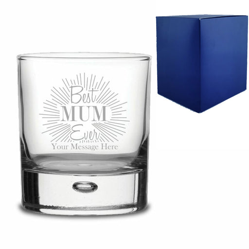 Engraved Bubble Whisky Glass Tumbler with Best Mum Ever Design - The Gift Cabin UK