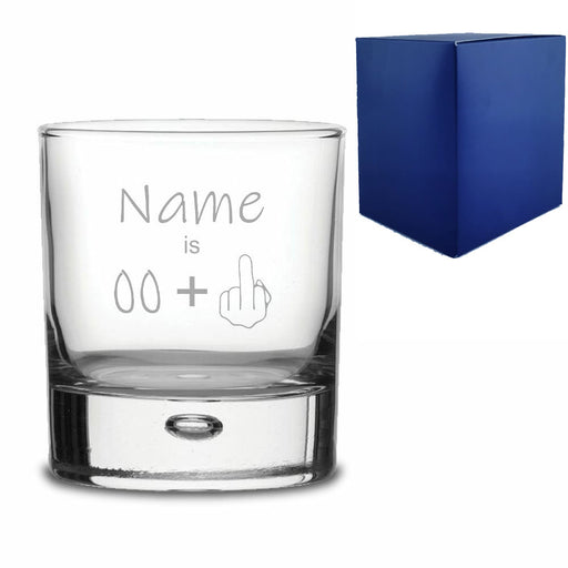 Engraved Funny Bubble Whisky Glass Tumbler with Name Age +1 Design - The Gift Cabin UK