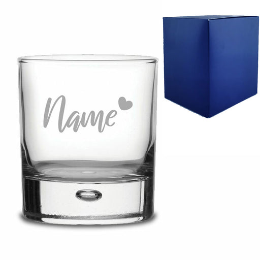 Engraved Bubble Whisky Glass Tumbler with Name and Heart Design - The Gift Cabin UK