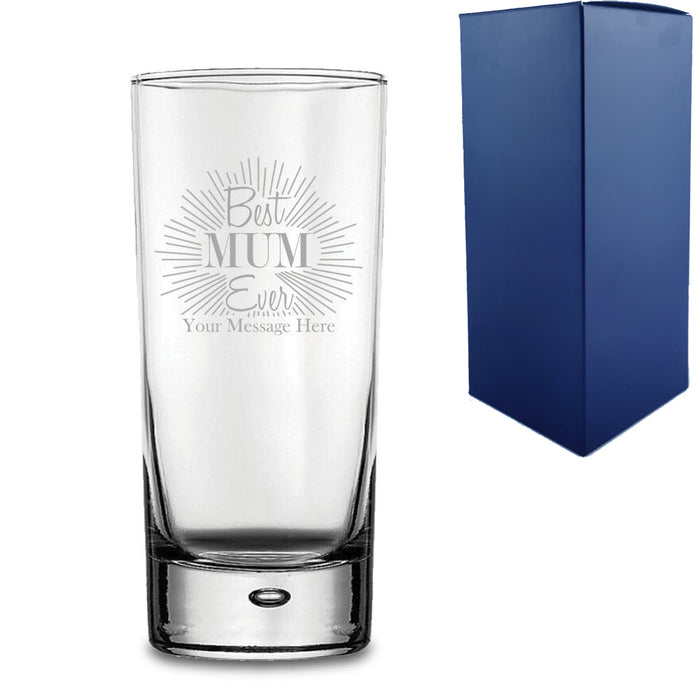 Engraved Bubble Hiball Glass Tumbler with Best Mum Ever Design - The Gift Cabin UK