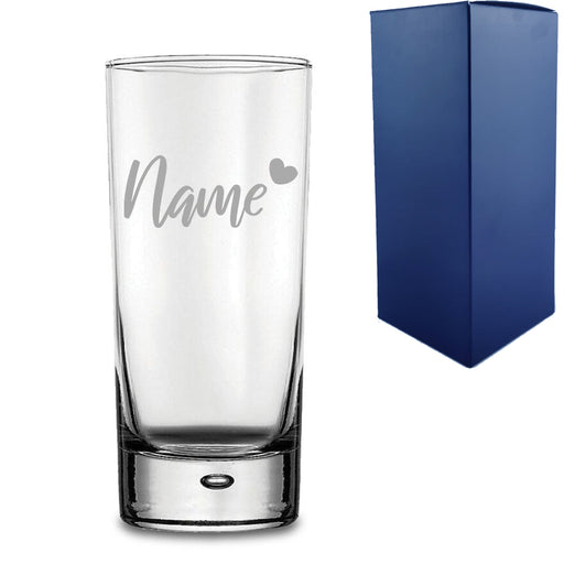 Engraved Bubble Hiball Glass Tumbler with Name and Heart Design - The Gift Cabin UK