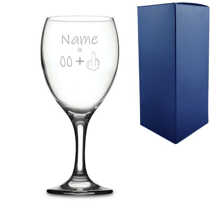 Engraved Funny Wine Glass with Name Age +1 Design - The Gift Cabin UK