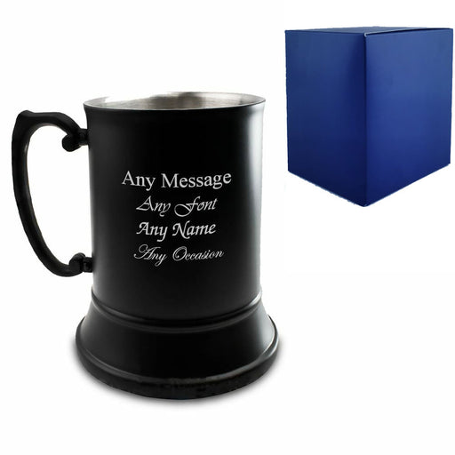 Engraved Black Metal Tankard with Gift Box - The Gift Cabin UK