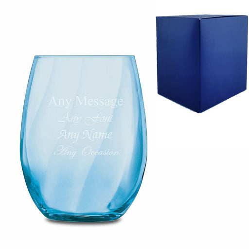 Engraved Blue Arpege Tumbler Cocktail Glass - The Gift Cabin UK