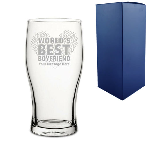 Engraved Pint Glass with World's Best Boyfriend Design - The Gift Cabin UK