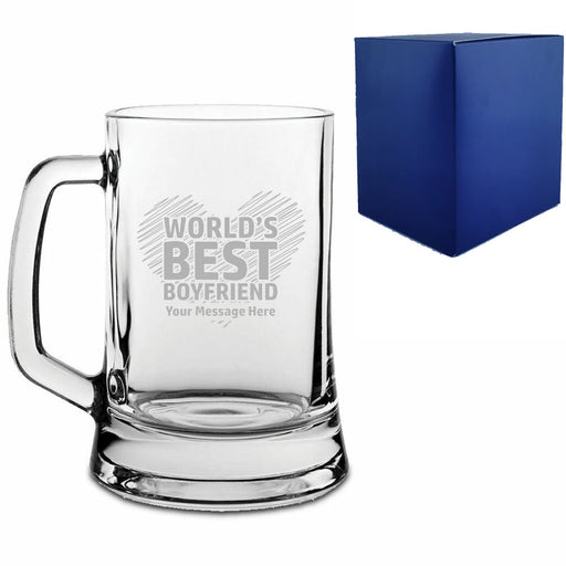 Engraved Tankard Beer Mug with World's Best Boyfriend Design - The Gift Cabin UK