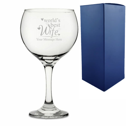 Engraved Gin Balloon with World's Best Wife Design - The Gift Cabin UK