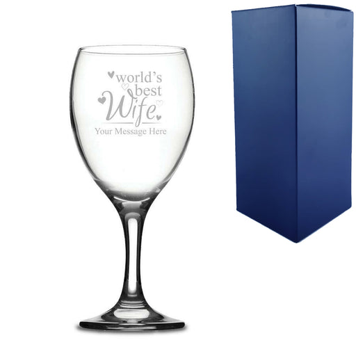 Engraved Wine Glass with World's Best Wife Design - The Gift Cabin UK