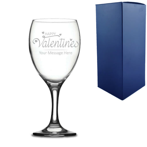 Engraved Wine Glass with Happy Valentines Design - The Gift Cabin UK