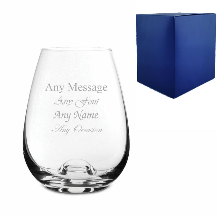 Engraved 11oz Dimple Base Stemless White Wine Glass - The Gift Cabin UK