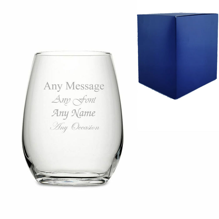 Engraved 15.5oz Stemless White Wine Glass - The Gift Cabin UK