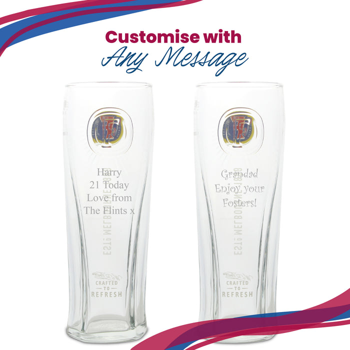 Engraved Fosters Pint Glass - The Gift Cabin UK