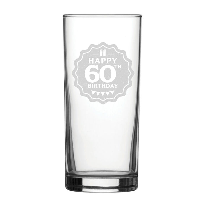 Happy 60th Birthday - Engraved Novelty Hiball Glass - The Gift Cabin UK