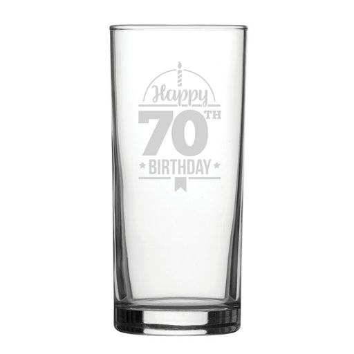 Happy 70th Birthday - Engraved Novelty Hiball Glass - The Gift Cabin UK