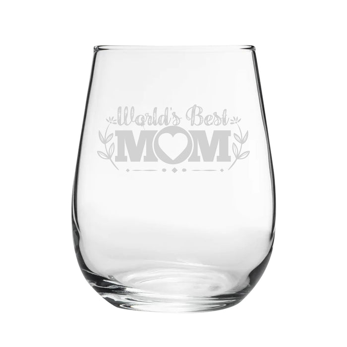 World's Best Mum - Engraved Novelty Stemless Wine Gin Tumbler - The Gift Cabin UK