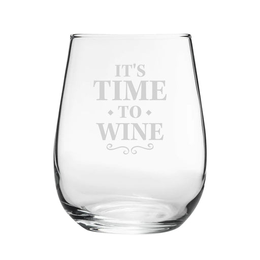 It's Time To Wine - Engraved Novelty Stemless Wine Tumbler - The Gift Cabin UK