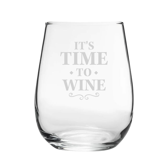 It's Time To Wine - Engraved Novelty Stemless Wine Tumbler - The Gift Cabin UK