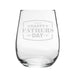 Happy Fathers Day Bordered Design - Engraved Novelty Stemless Wine Gin Tumbler - The Gift Cabin UK