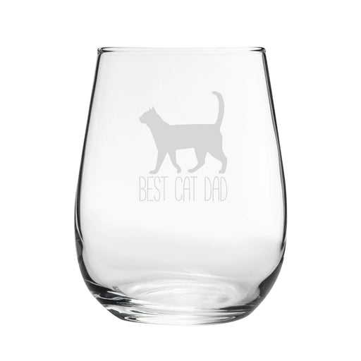 Best Cat Dad - Engraved Novelty Stemless Wine Gin Tumbler Image 2