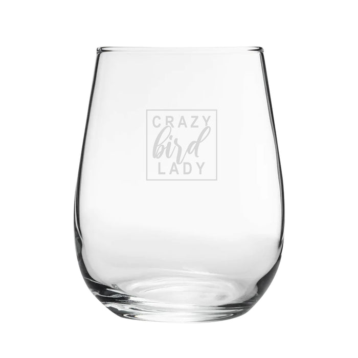 Crazy Bird Lady - Engraved Novelty Stemless Wine Gin Tumbler Image 2