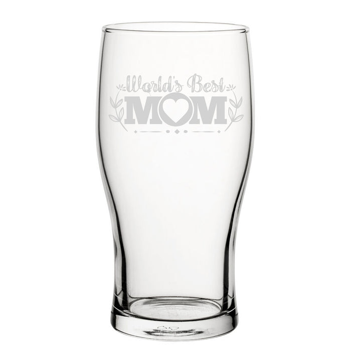 World's Best Mum - Engraved Novelty Tulip Pint Glass - The Gift Cabin UK