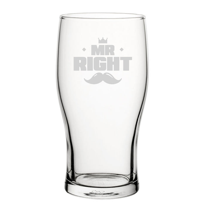 Mr Right - Engraved Novelty Tulip Pint Glass - The Gift Cabin UK