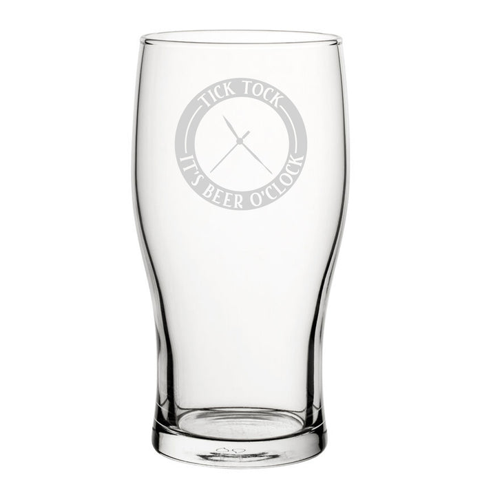 Tick Tock It's Beer O'Clock - Engraved Novelty Tulip Pint Glass - The Gift Cabin UK