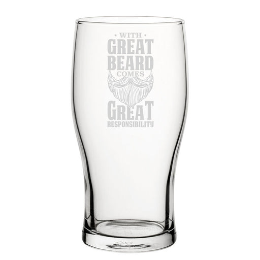 With Great Beard Comes Great Responsibility - Engraved Novelty Tulip Pint Glass - The Gift Cabin UK