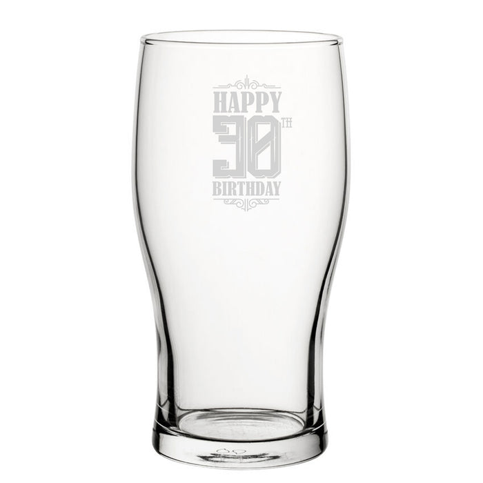 Happy 30th Birthday - Engraved Novelty Tulip Pint Glass - The Gift Cabin UK