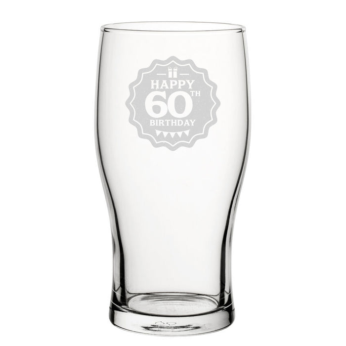 Happy 60th Birthday - Engraved Novelty Tulip Pint Glass - The Gift Cabin UK