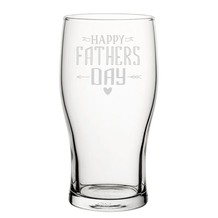 Happy Fathers Day Arrow Design - Engraved Novelty Tulip Pint Glass - The Gift Cabin UK