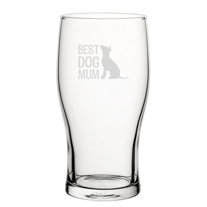 Best Dog Mum - Engraved Novelty Tulip Pint Glass Image 1