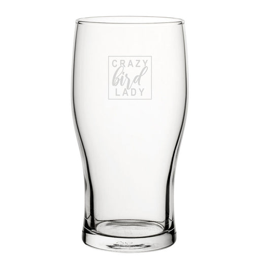 Crazy Bird Lady - Engraved Novelty Tulip Pint Glass Image 1