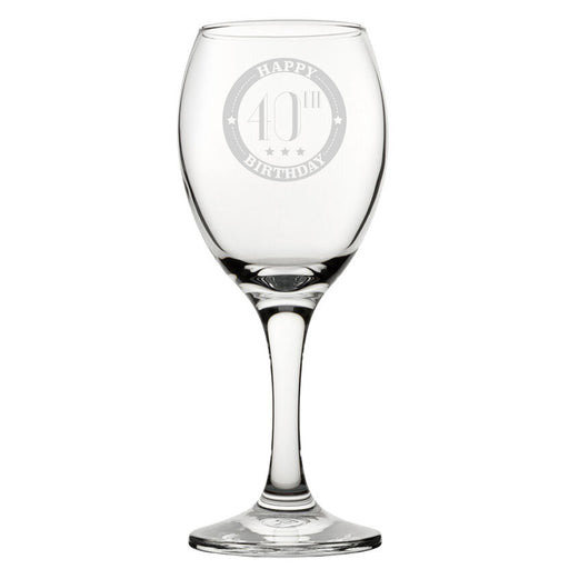 Happy 40th Birthday - Engraved Novelty Wine Glass - The Gift Cabin UK