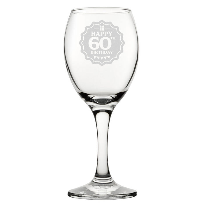 Happy 60th Birthday - Engraved Novelty Wine Glass - The Gift Cabin UK