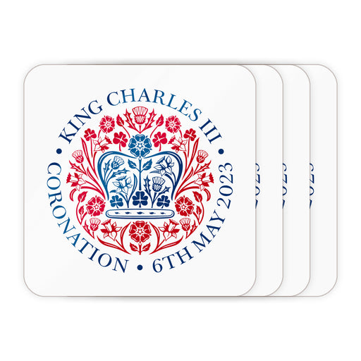 Printed Commemorative Coronation of the King Set of 4 Drinks Coasters - The Gift Cabin UK