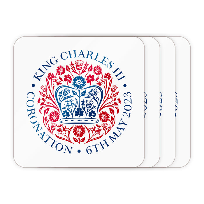 Printed Commemorative Coronation of the King Set of 4 Drinks Coasters - The Gift Cabin UK