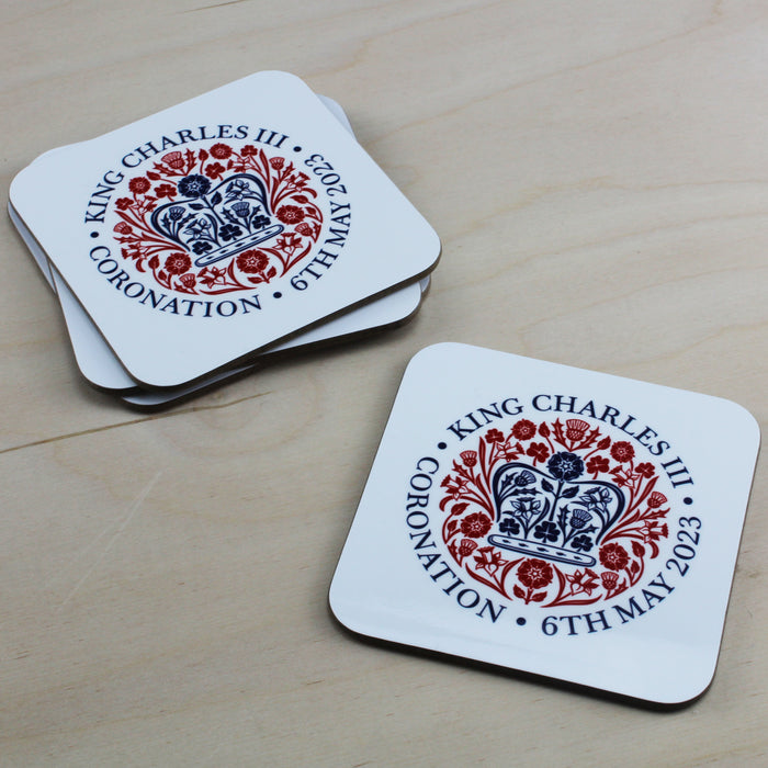 Printed Commemorative Coronation of the King Set of 4 Drinks Coasters - The Gift Cabin UK