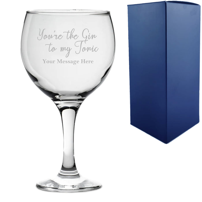 Engraved Gin Balloon Glass with You're the Gin to My Tonic Design, Personalise with Any Message - The Gift Cabin UK