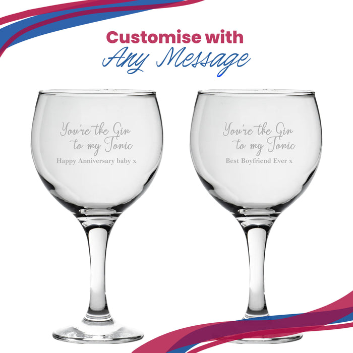 Engraved Gin Balloon Glass with You're the Gin to My Tonic Design, Personalise with Any Message - The Gift Cabin UK