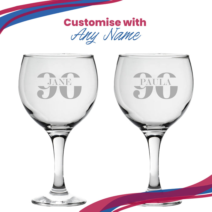 Engraved Gin Balloon Cocktail Glass with Name in 90 Design - The Gift Cabin UK