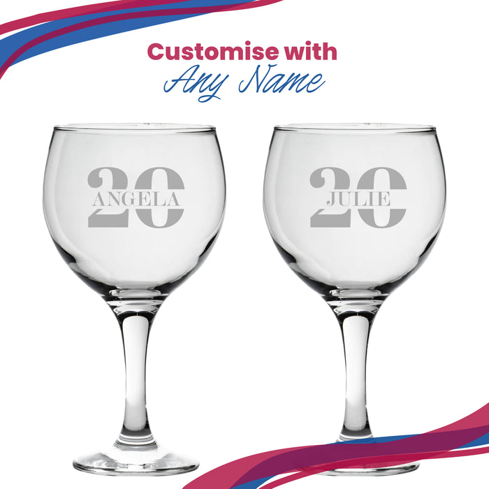 Engraved Gin Balloon Cocktail Glass with Name in 20 Design - The Gift Cabin UK