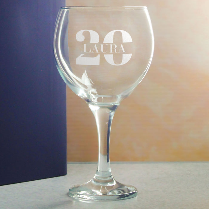 Engraved Gin Balloon Cocktail Glass with Name in 20 Design - The Gift Cabin UK