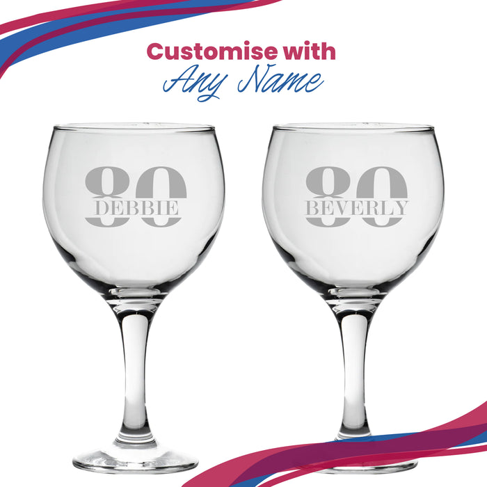 Engraved Gin Balloon Cocktail Glass with Name in 80 Design - The Gift Cabin UK