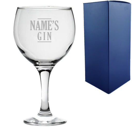 Engraved Gin Balloon Cocktail Glass with Name's Gin Serif Design, Personalise with Any Name - The Gift Cabin UK