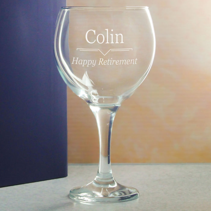 Engraved Gin Balloon Glass with Line Break Design, Personalise with Any Name and Message - The Gift Cabin UK