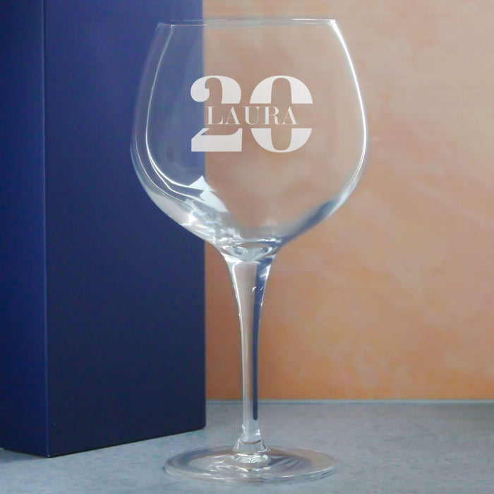 Engraved Primeur Gin Balloon Cocktail Glass with Name in 20 Design - The Gift Cabin UK